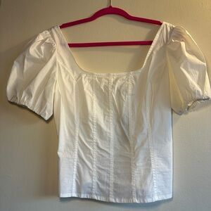 J. Crew White Puff Sleeve Blouse